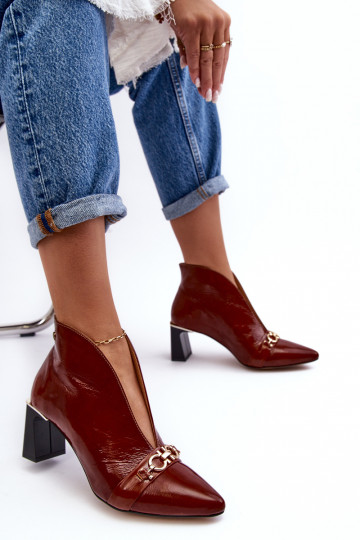 Kožené Čižmy s podpätkami Máciejka 05262-02 Hnedá farba