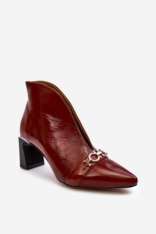 Kožené Čižmy s podpätkami Máciejka 05262-02 Hnedá farba