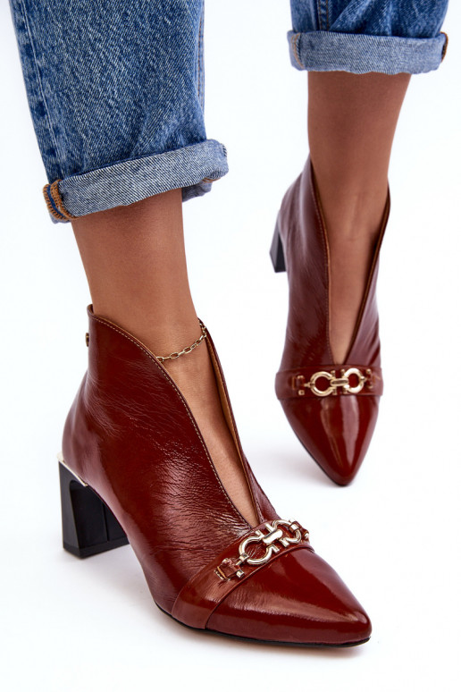 Kožené Čižmy s podpätkami Máciejka 05262-02 Hnedá farba