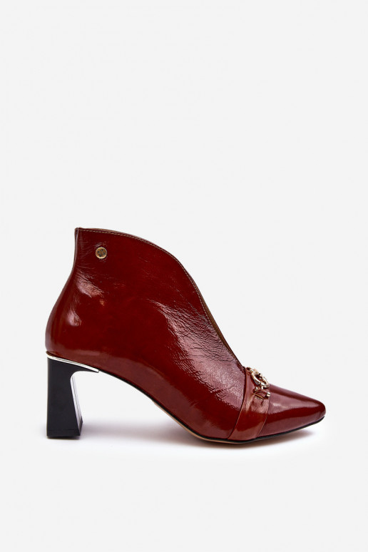 Kožené Čižmy s podpätkami Máciejka 05262-02 Hnedá farba