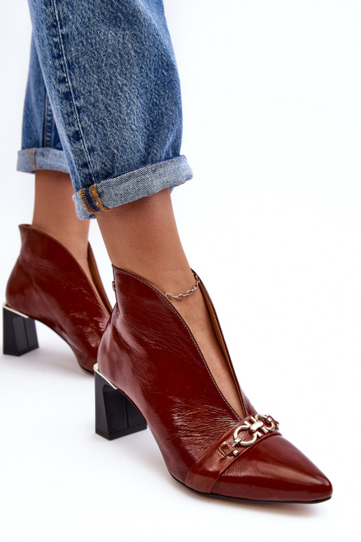 Kožené Čižmy s podpätkami Máciejka 05262-02 Hnedá farba