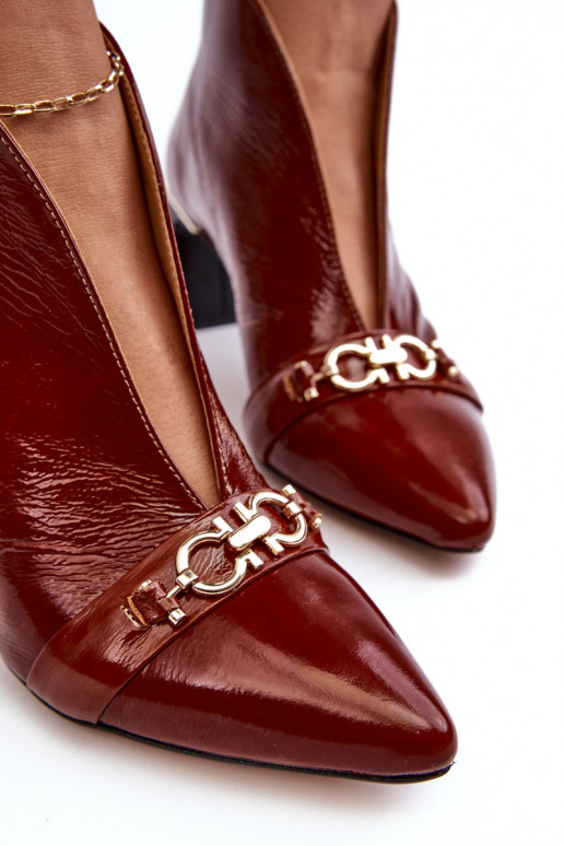 Kožené Čižmy s podpätkami Máciejka 05262-02 Hnedá farba