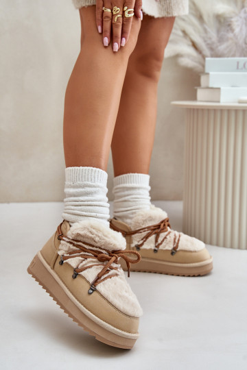 Nízka Snehule s platformou s kožušinou D.Franklin DFSH370011 béžová 2