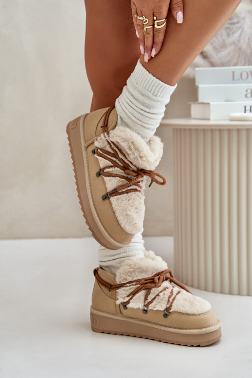 Nízka Snehule s platformou s kožušinou D.Franklin DFSH370011 béžová