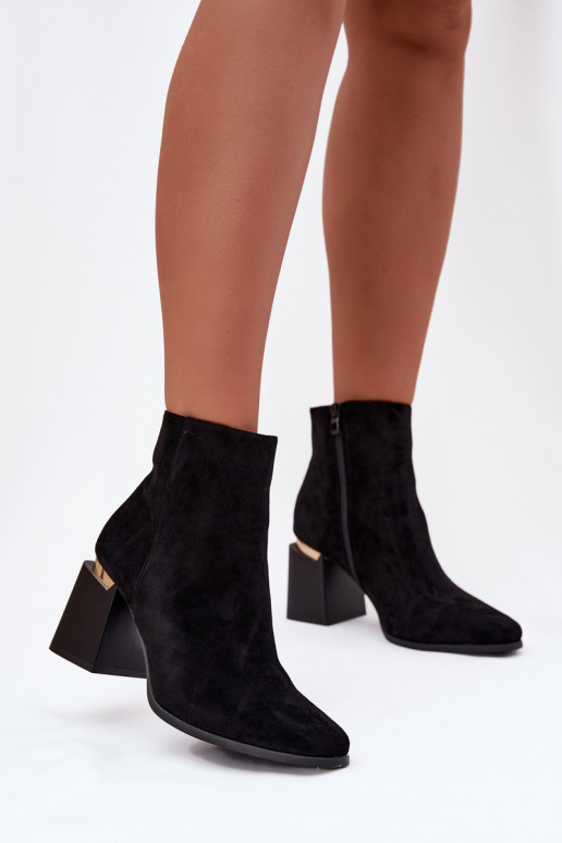 Zateplené dámske členkové topánky z eko semišu čiernej farby Brivelle