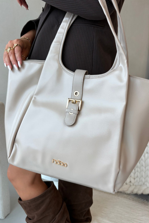 Kabelka Zapnutékupujúcika s prackami NOBO BAG6010-015 Svetlobéžová