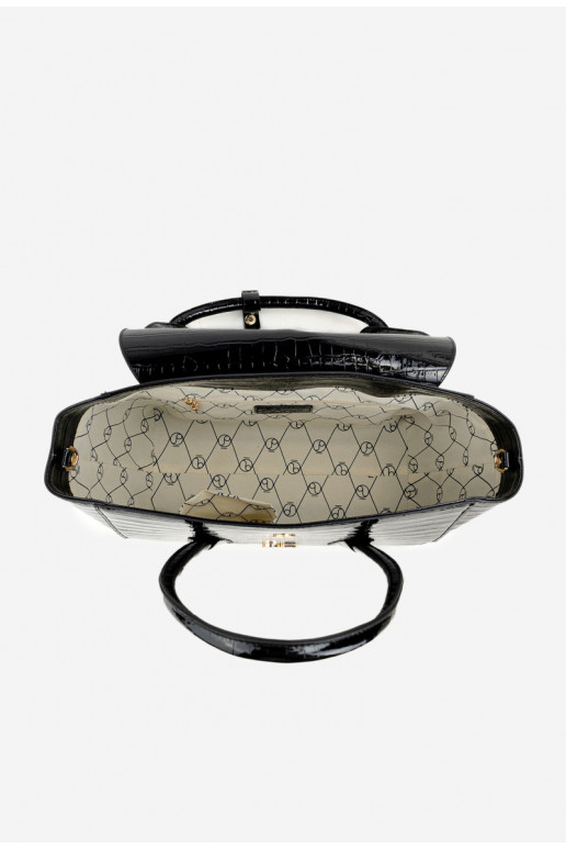 s lakovým efektom Kabelka Kufor S razením NOBO BAG5810-M20 čierna