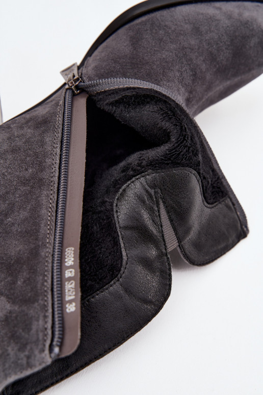 Dámske čižmyZapnutéturalnego zo semišuu s podpätkami zahriať sa Vinceza 66806 sivá