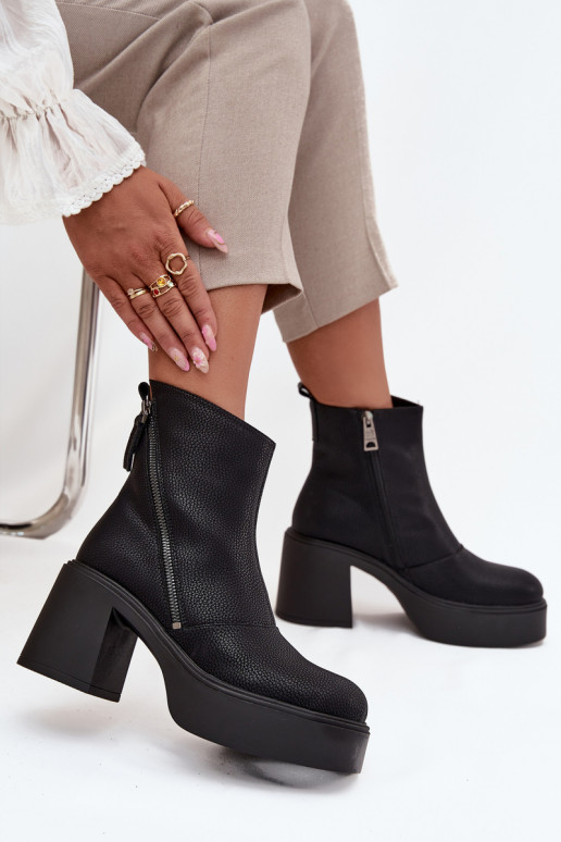 Kožené zahriať sa Dámske čižmy a platforma Vinceza 66831 čierna