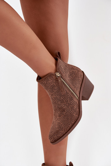 čižmy v kovbojskom štýle Dámske s podpätkami S.Barski HY52-538 Hnedá farba 2