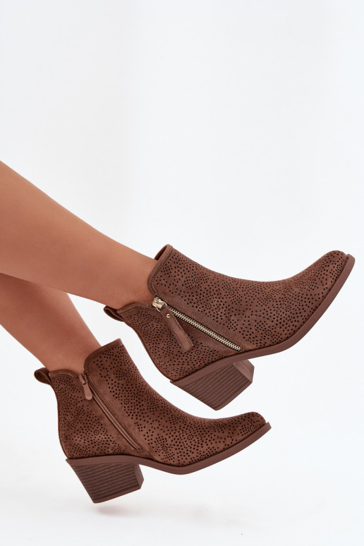 čižmy v kovbojskom štýle Dámske s podpätkami S.Barski HY52-538 Hnedá farba