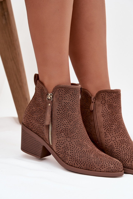 čižmy v kovbojskom štýle Dámske s podpätkami S.Barski HY52-538 Hnedá farba