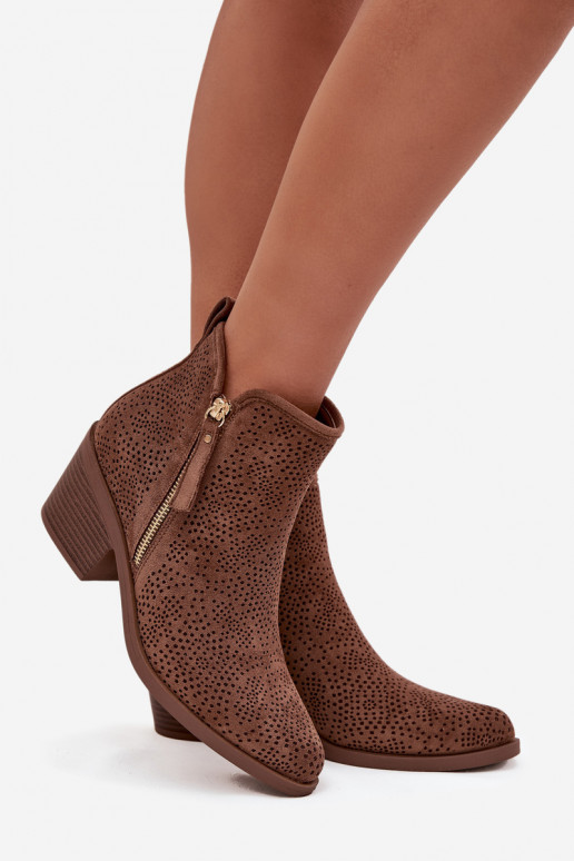 čižmy v kovbojskom štýle Dámske s podpätkami S.Barski HY52-538 Hnedá farba