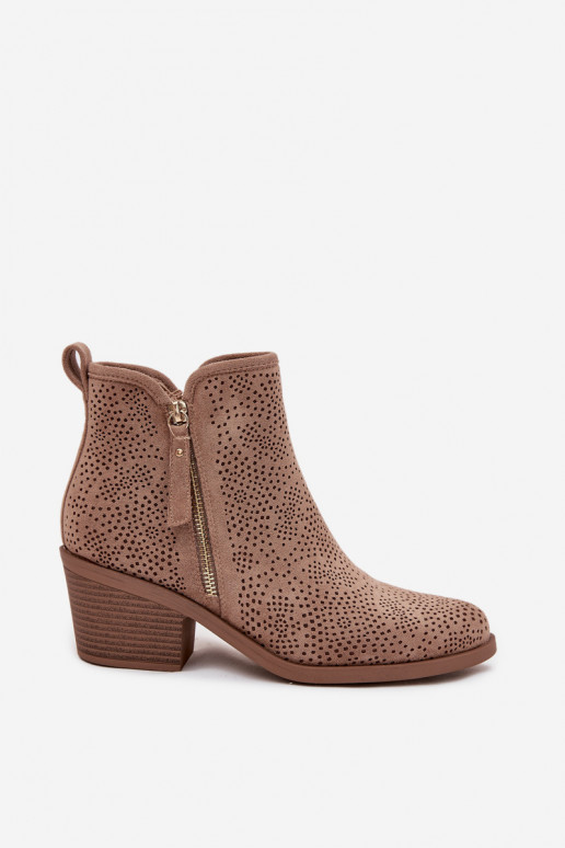 čižmy v kovbojskom štýle Dámske s podpätkami S.Barski HY52-538 béžová