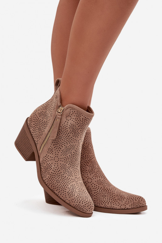 čižmy v kovbojskom štýle Dámske s podpätkami S.Barski HY52-538 béžová