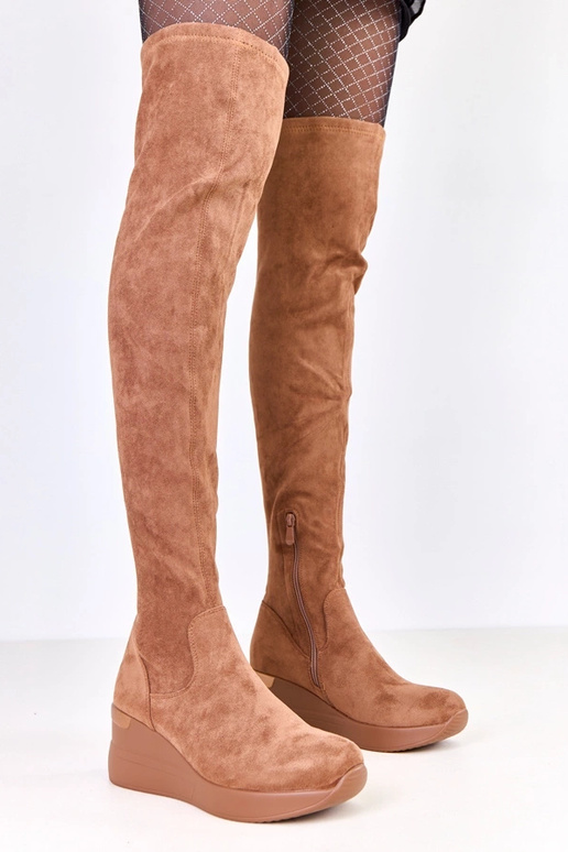 Hnedé čižmy z umelého semišu na...