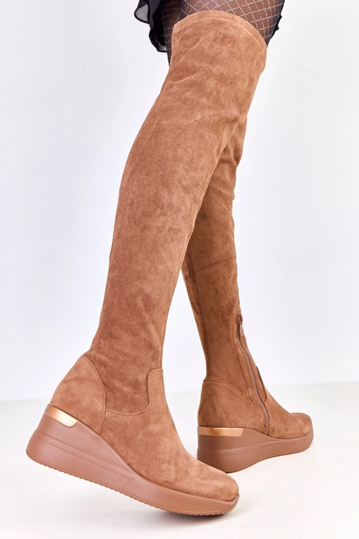 Hnedé čižmy z umelého semišu na...