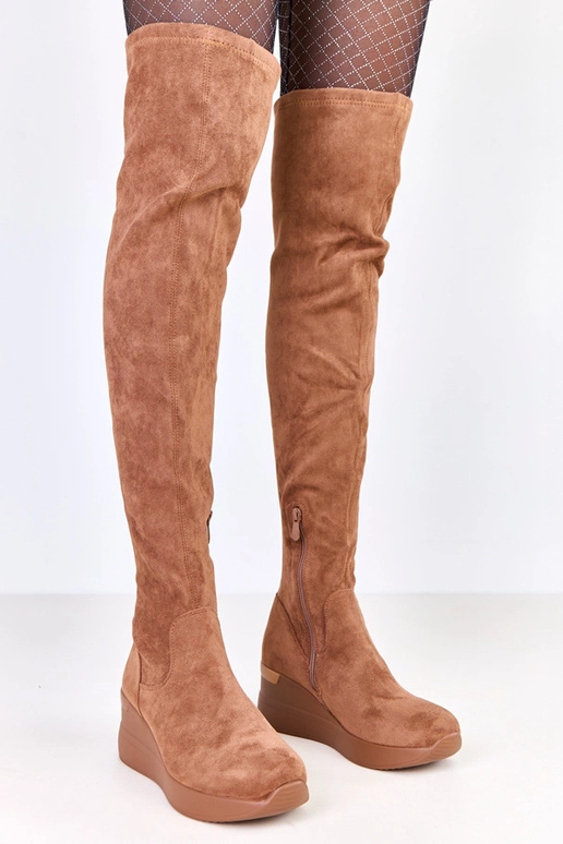 Hnedé čižmy z umelého semišu na...