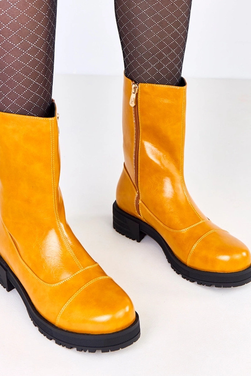 Oranžové dámske kotníkové čižmy na...