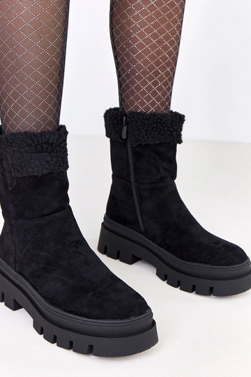 Čierne čižmy s kožúškom na... 2