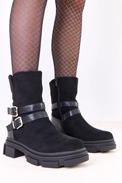 Čierne teplé čižmy so sponkami Lulisa