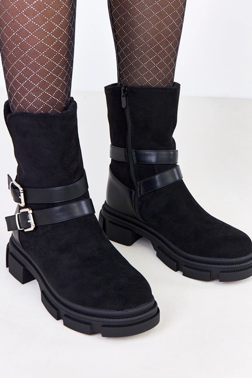 Čierne teplé čižmy so sponkami Lulisa