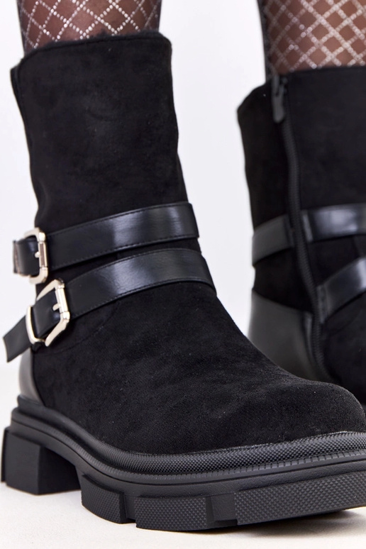 Čierne teplé čižmy so sponkami Lulisa