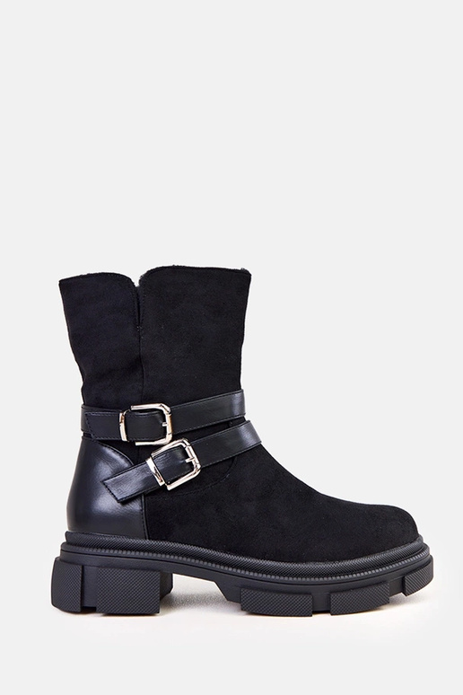 Čierne teplé čižmy so sponkami Lulisa
