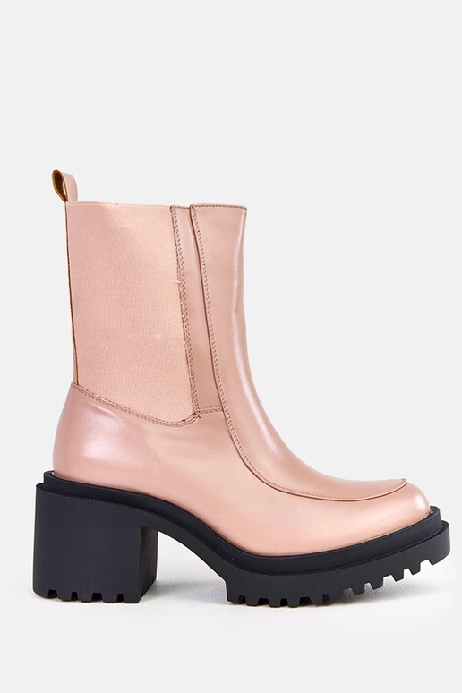 Pieskové čižmy na podpätku s...