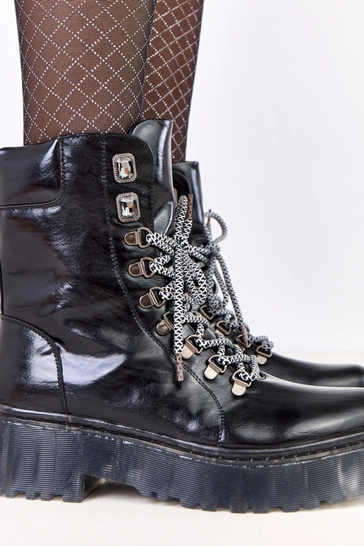 Čierne traperky na platforme so...