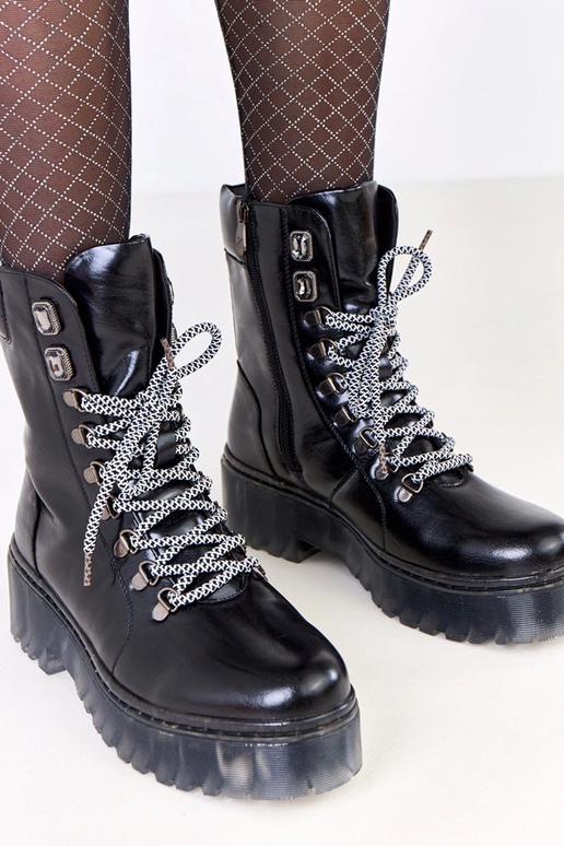 Čierne traperky na platforme so...