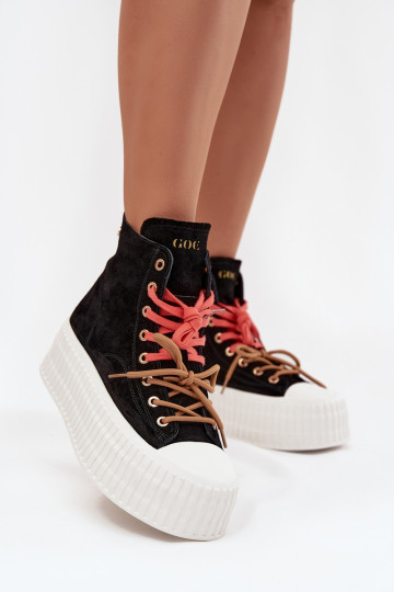 zo semišu zahriať sa Bežná obuv s platformou GOE SS2N4046 čierna 2