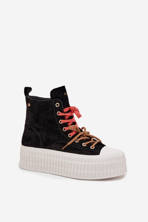 zo semišu zahriať sa Bežná obuv s platformou GOE SS2N4046 čierna