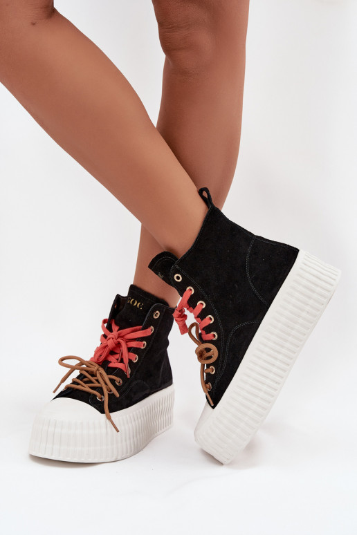 zo semišu zahriať sa Bežná obuv s platformou GOE SS2N4046 čierna