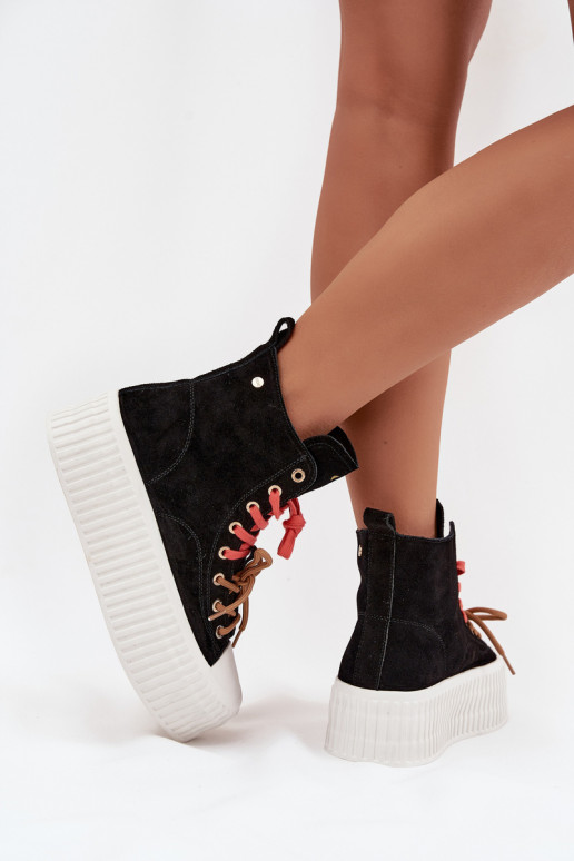 zo semišu zahriať sa Bežná obuv s platformou GOE SS2N4046 čierna