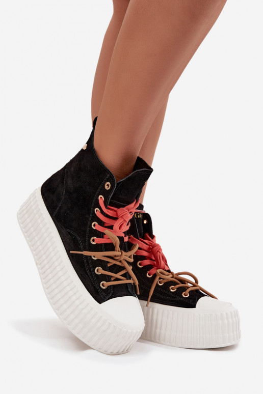 zo semišu zahriať sa Bežná obuv s platformou GOE SS2N4046 čierna