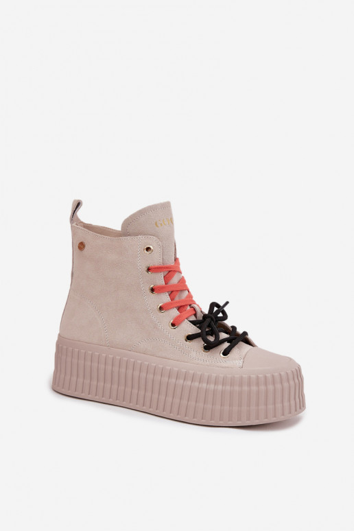 zo semišu zahriať sa Bežná obuv s platformou GOE SS2N4047 béžová