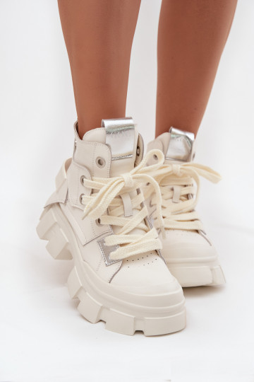 Kožené zahriať sa Športový štýl Čižmy GOE SS2N4055 biela farba