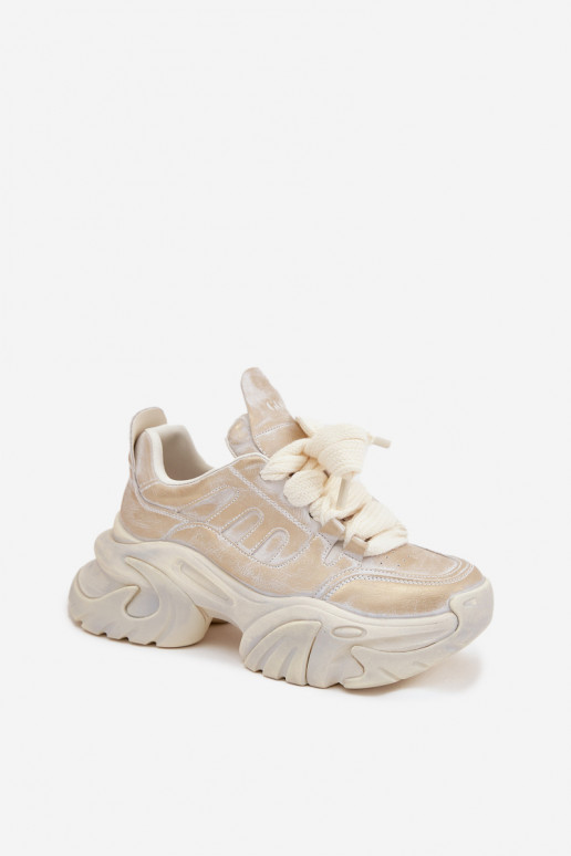 Kožené Tenisky model obuvi Dámske GOE SS2N4009 zlatej farby