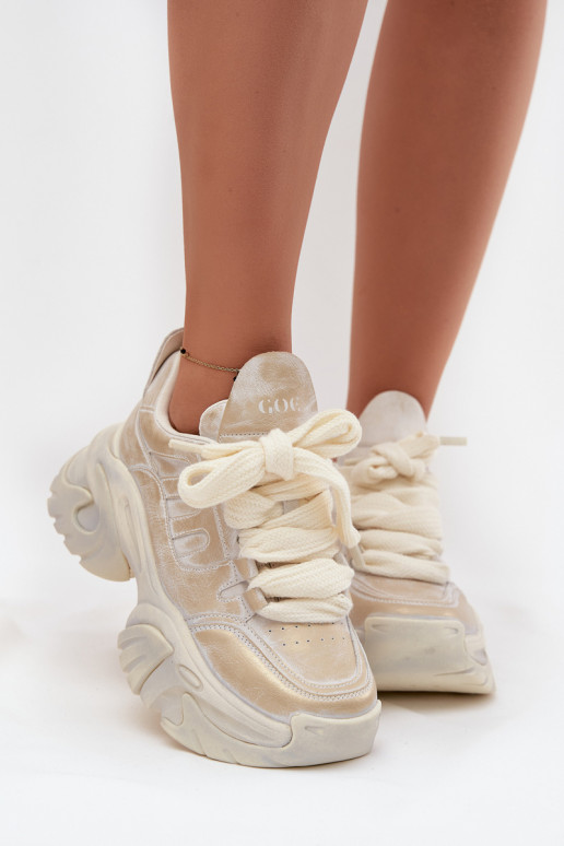 Kožené Tenisky model obuvi Dámske GOE SS2N4009 zlatej farby