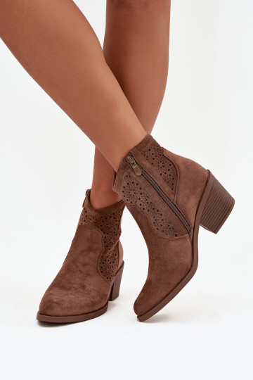 Dámske čižmy s prvkami prelamovania s podpätkami S.Barski HY52-529 Hnedá farba 2