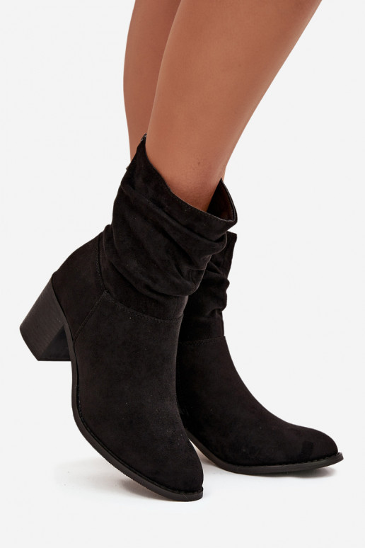 Dámske čižmy S volánikmi s podpätkami S.Barski HY52-516 čierna