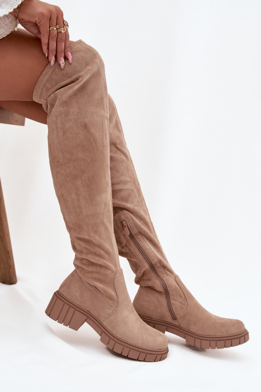 dámske čižmy nad kolenom S.Barski HY42-122 béžová