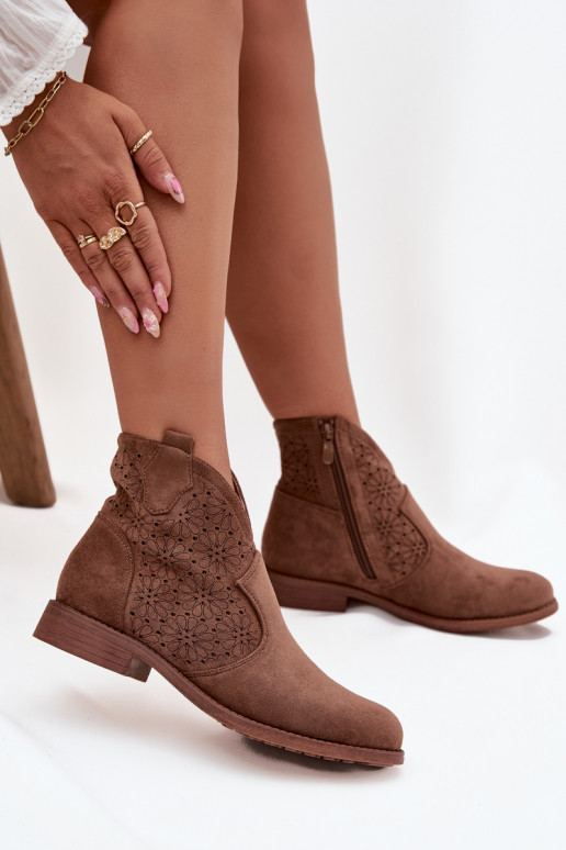 Dámske čižmy so širokými podpätkami S.Barski HY52-532 Hnedá farba