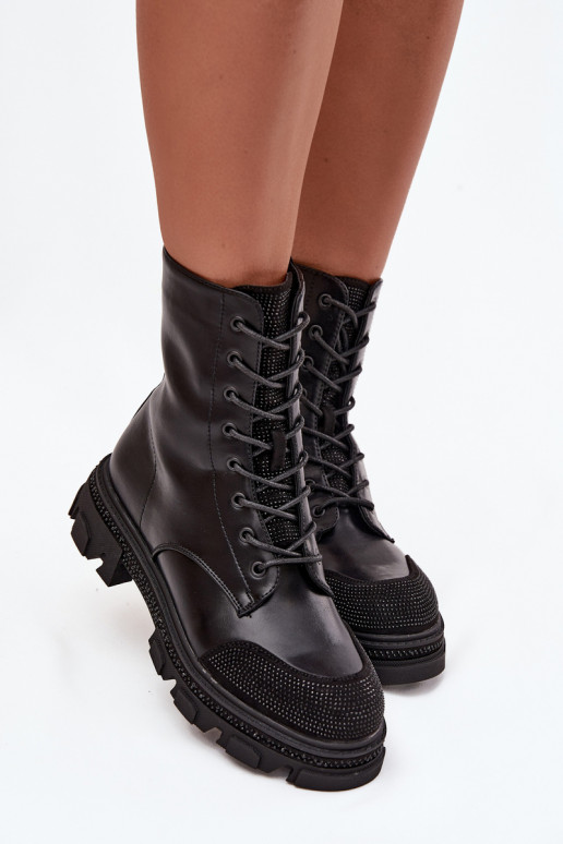 Pracovné členkové topánky Dámske zahriať sa S Dekoráciou S.Barski HY42-982 čierna