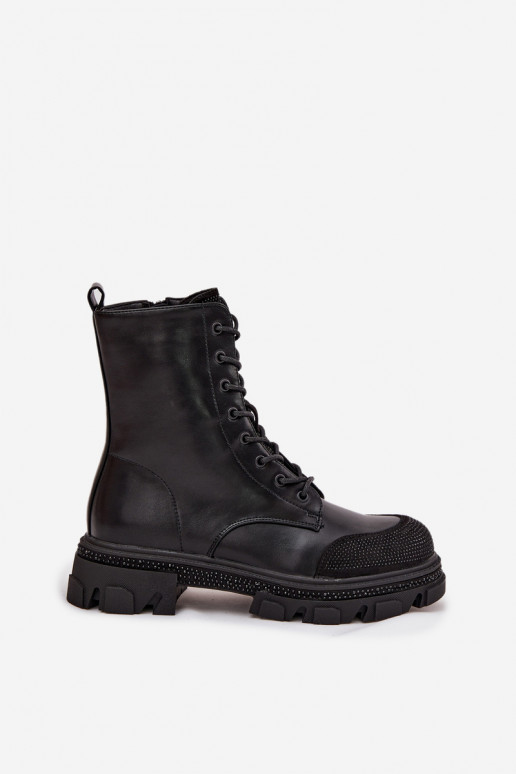 Pracovné členkové topánky Dámske zahriať sa S Dekoráciou S.Barski HY42-982 čierna