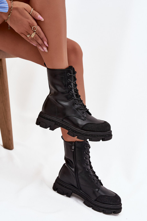 Pracovné členkové topánky Dámske zahriať sa S Dekoráciou S.Barski HY42-982 čierna