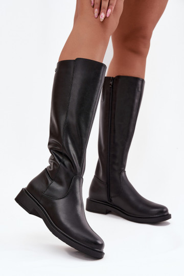 Kožené Teplé čižmy so širokými podpätkami Sergio Leone KZ25600-S čierna