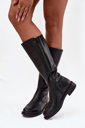 Kožené Teplé čižmy so širokými podpätkami Sergio Leone KZ25600-S čierna 2