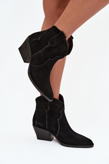 Trvalý model čižmy v kovbojskom štýle DámskeZapnutéturalnego zo semišuu čierna Beretta